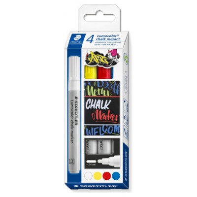 Staedtler Lumocolor marcador de tiza Bala Azul, Rojo, Blanco, Amarillo 4 pieza(s) (Espera 4 dias)